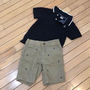 Gymboree sz 5 navy shirt & khaki shorts outfit